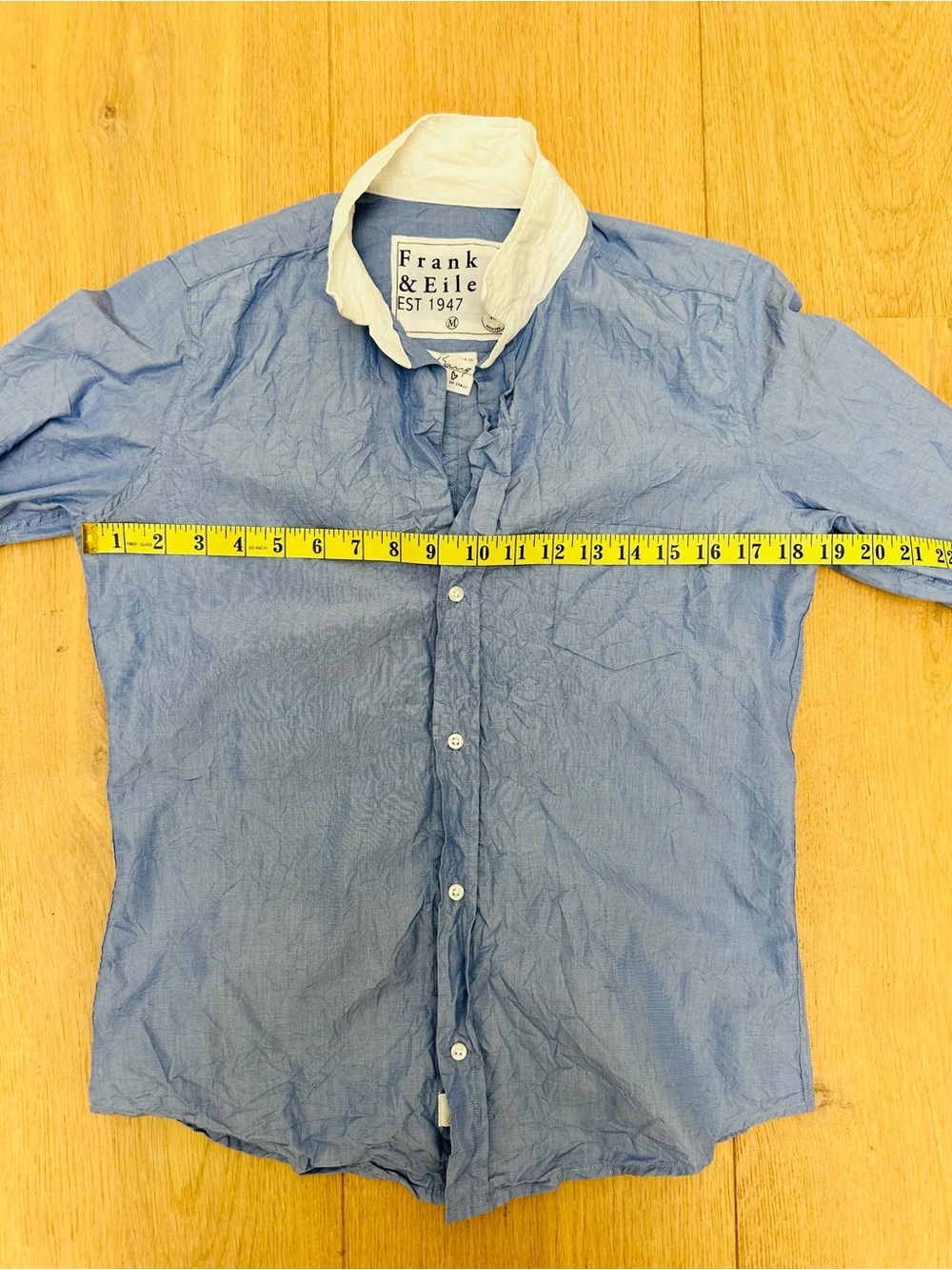Frank & Eileen Light Blue Shirt with White Collar 100% Cotton - Picture 6 of 9